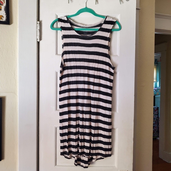 Volcom Black and White Striped Mini Tank Dress - Picture 1 of 8